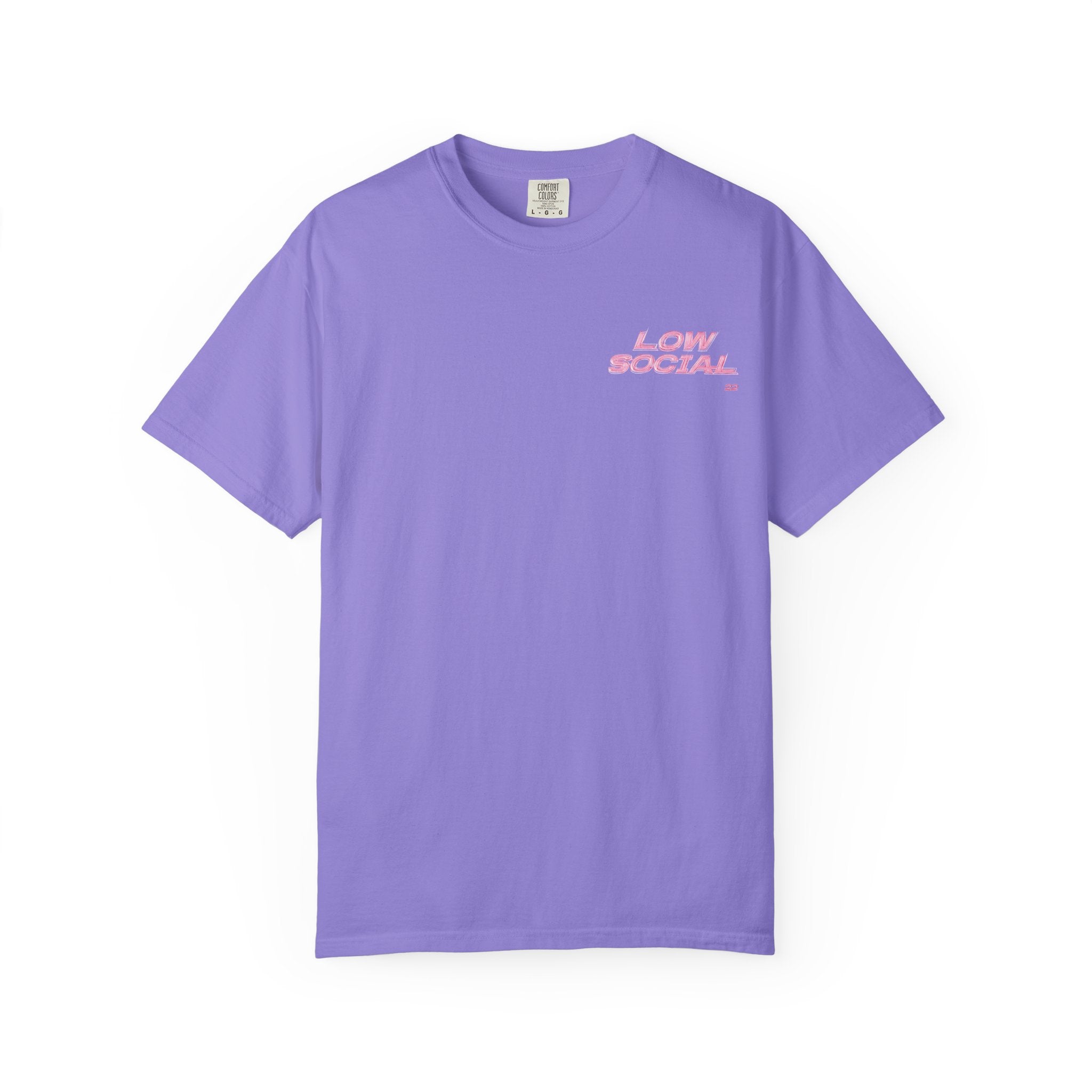 Low Social Graphic T-Shirt — Pink Collage Streetwear Tee