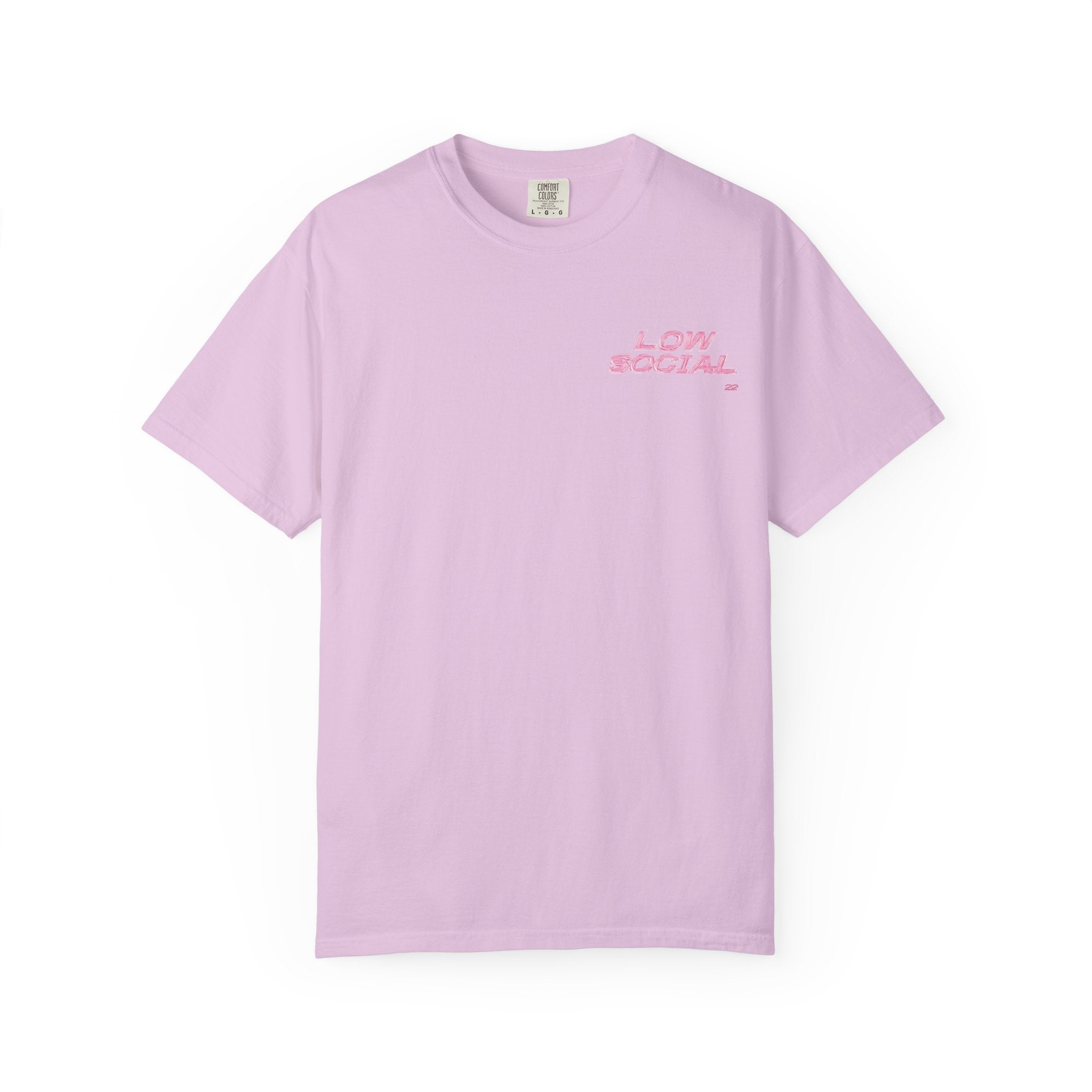 Low Social Graphic T-Shirt — Pink Collage Streetwear Tee