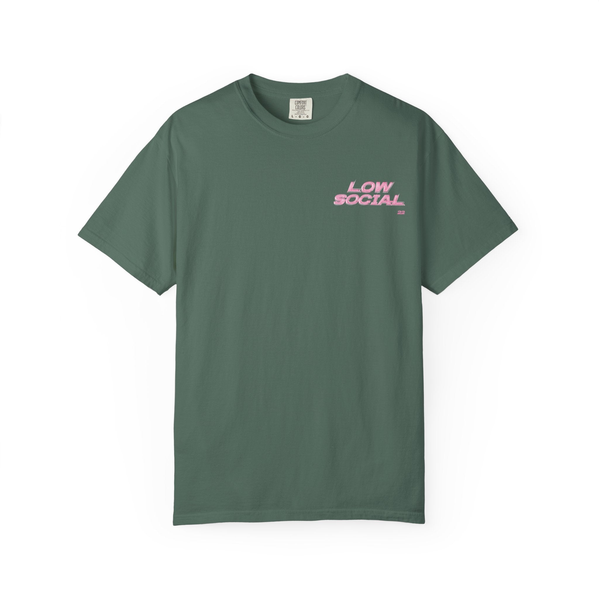 Low Social Graphic T-Shirt — Pink Collage Streetwear Tee