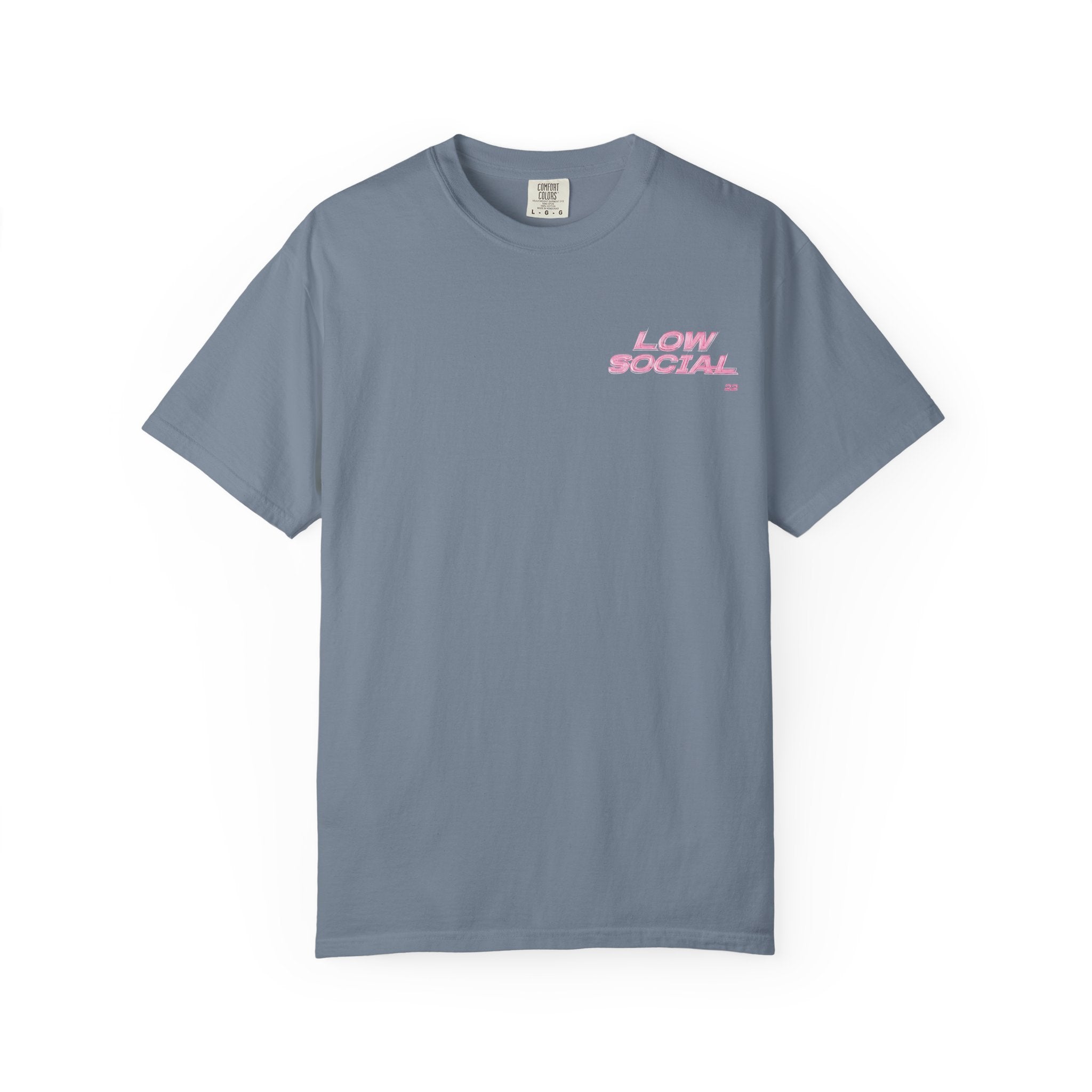 Low Social Graphic T-Shirt — Pink Collage Streetwear Tee