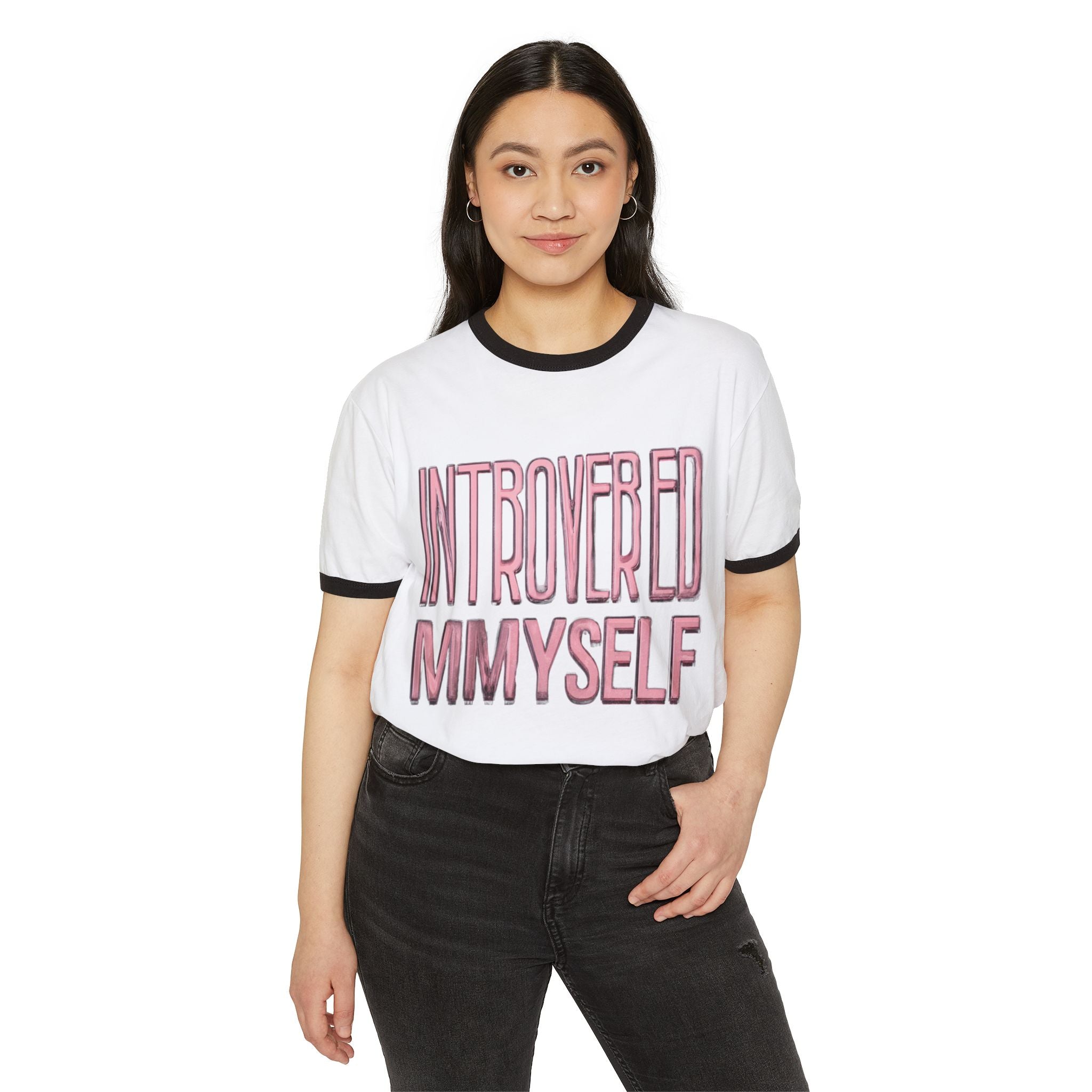 Introverted Myself Ringer T-Shirt – Retro Introvert Tee