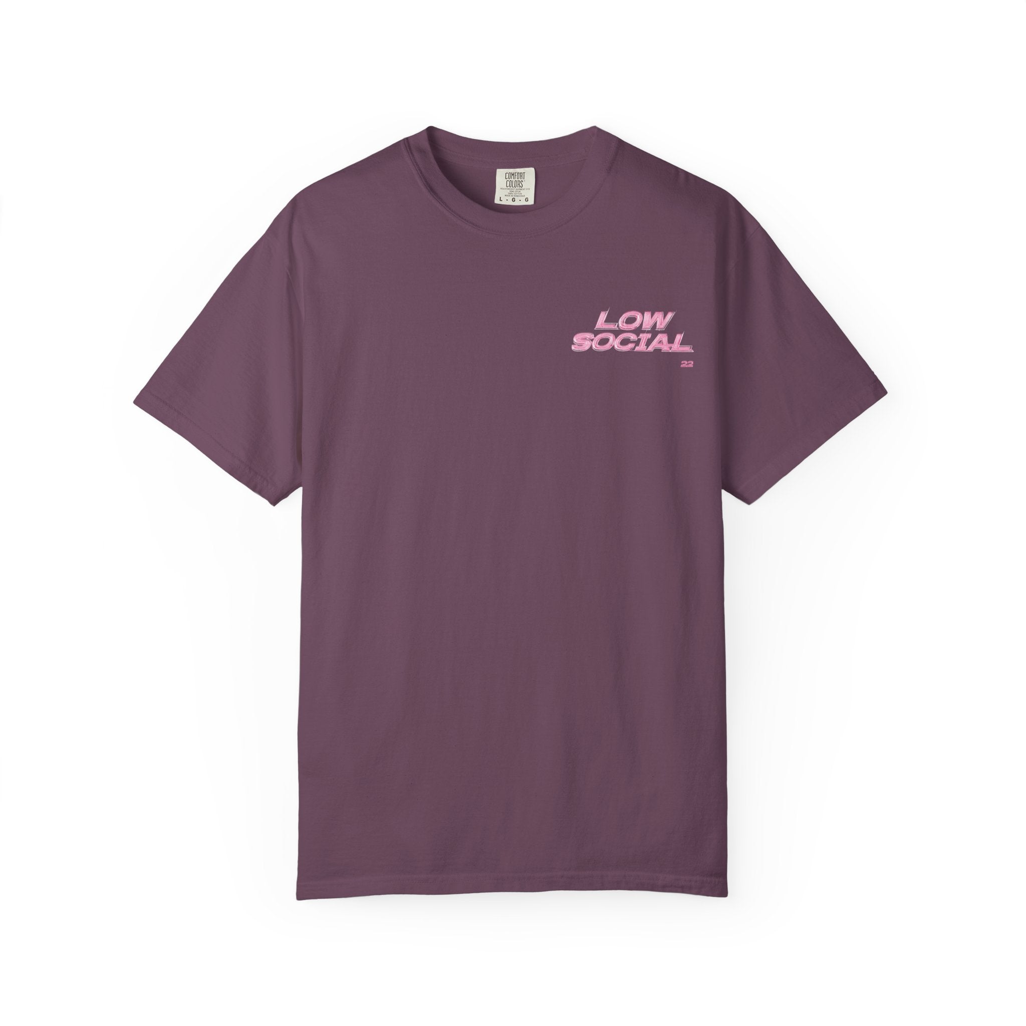Low Social Graphic T-Shirt — Pink Collage Streetwear Tee