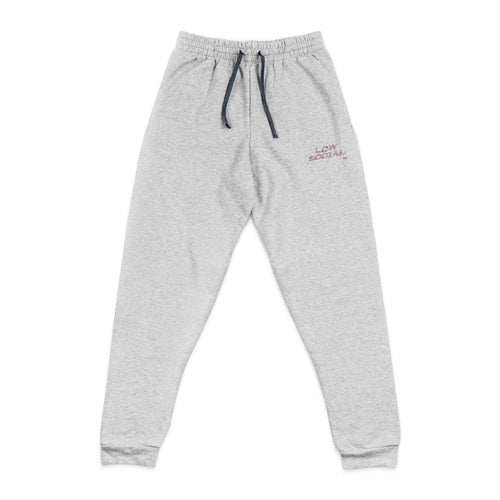 Embroidered 'low social' Joggers — Cozy Charcoal Sweatpants