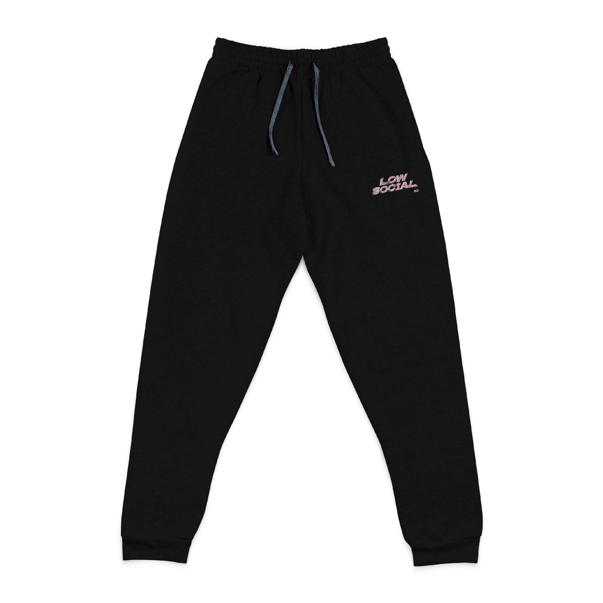 Embroidered 'low social' Joggers — Cozy Charcoal Sweatpants