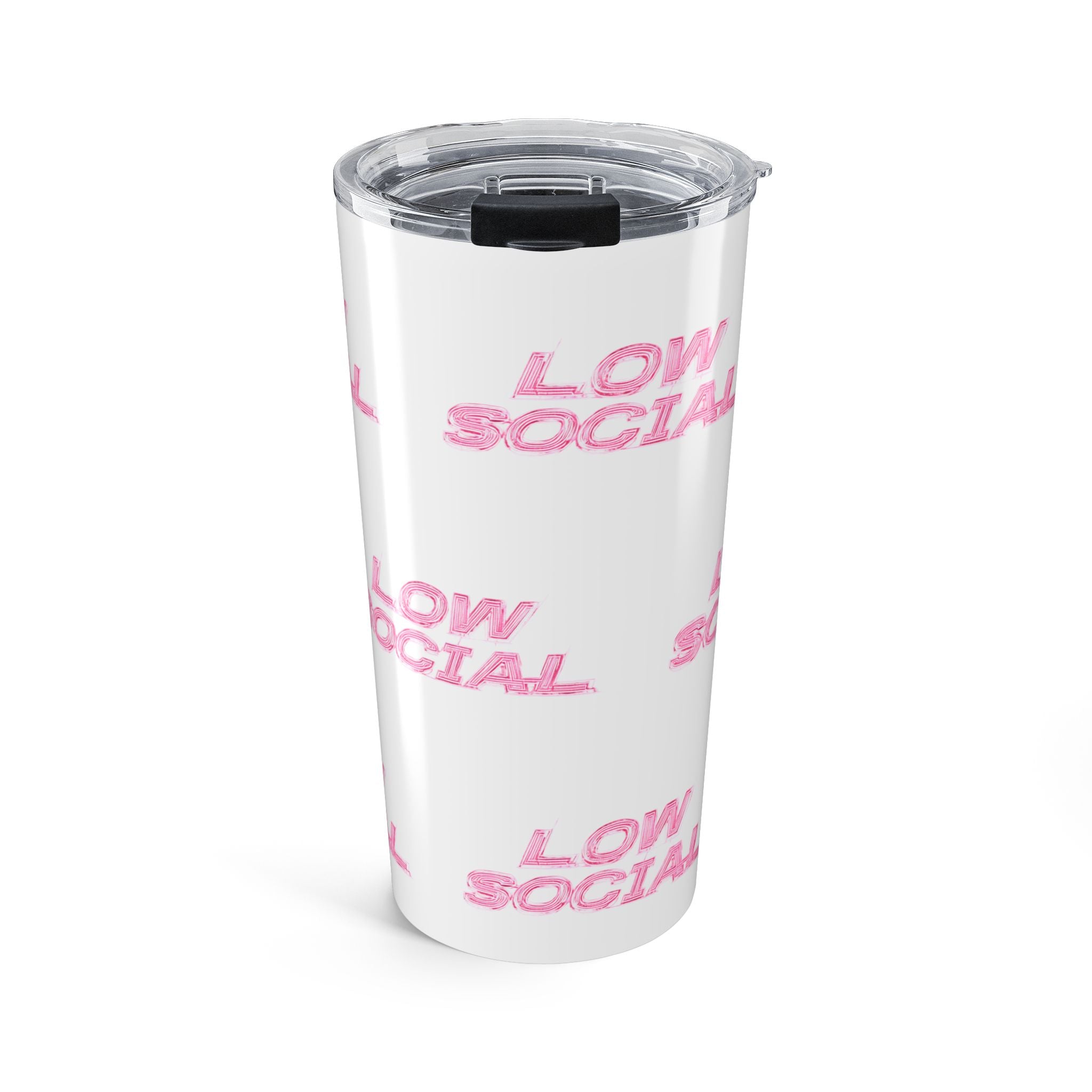 Low Social 20oz Tumbler — Pink Retro Text Insulated Cup