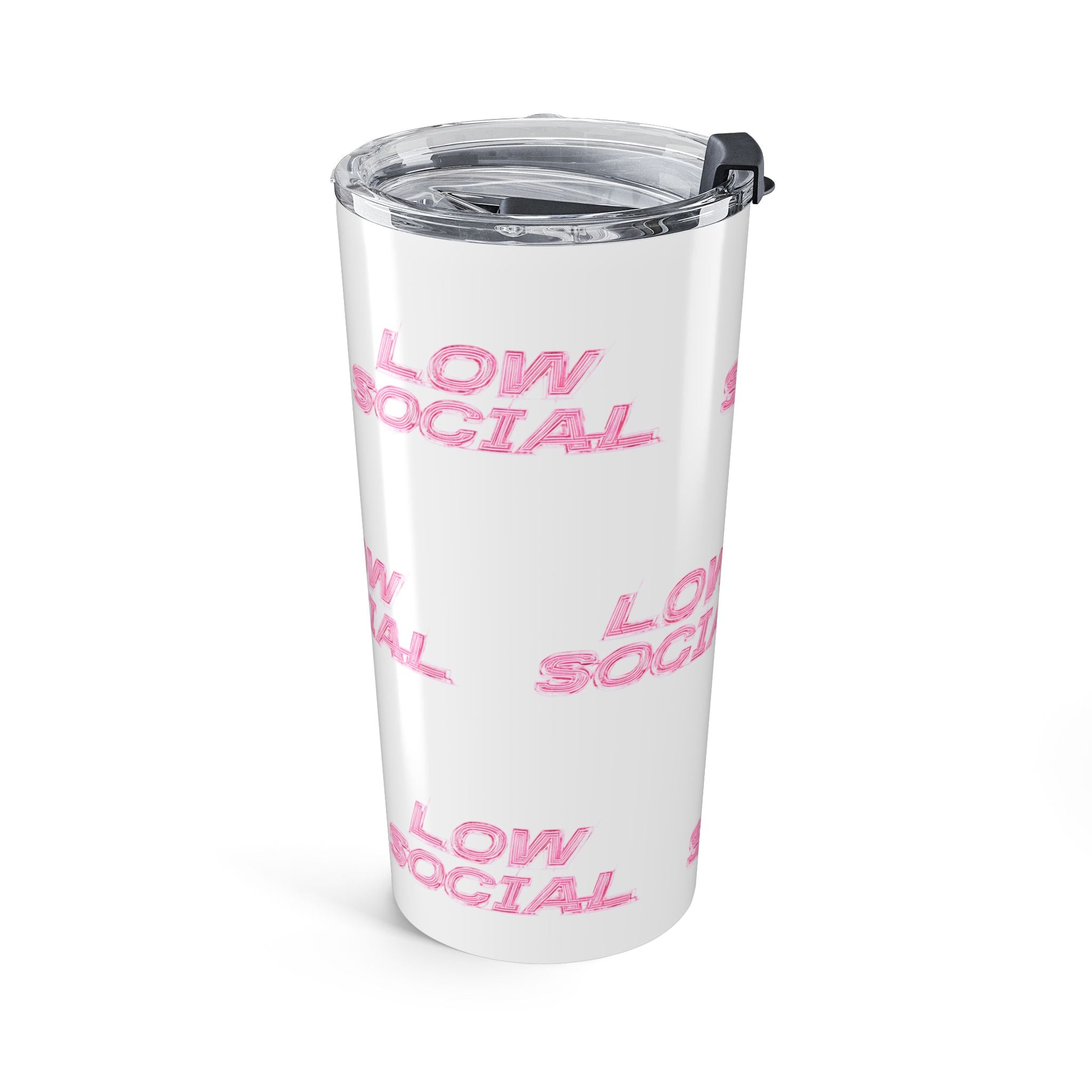 Low Social 20oz Tumbler — Pink Retro Text Insulated Cup
