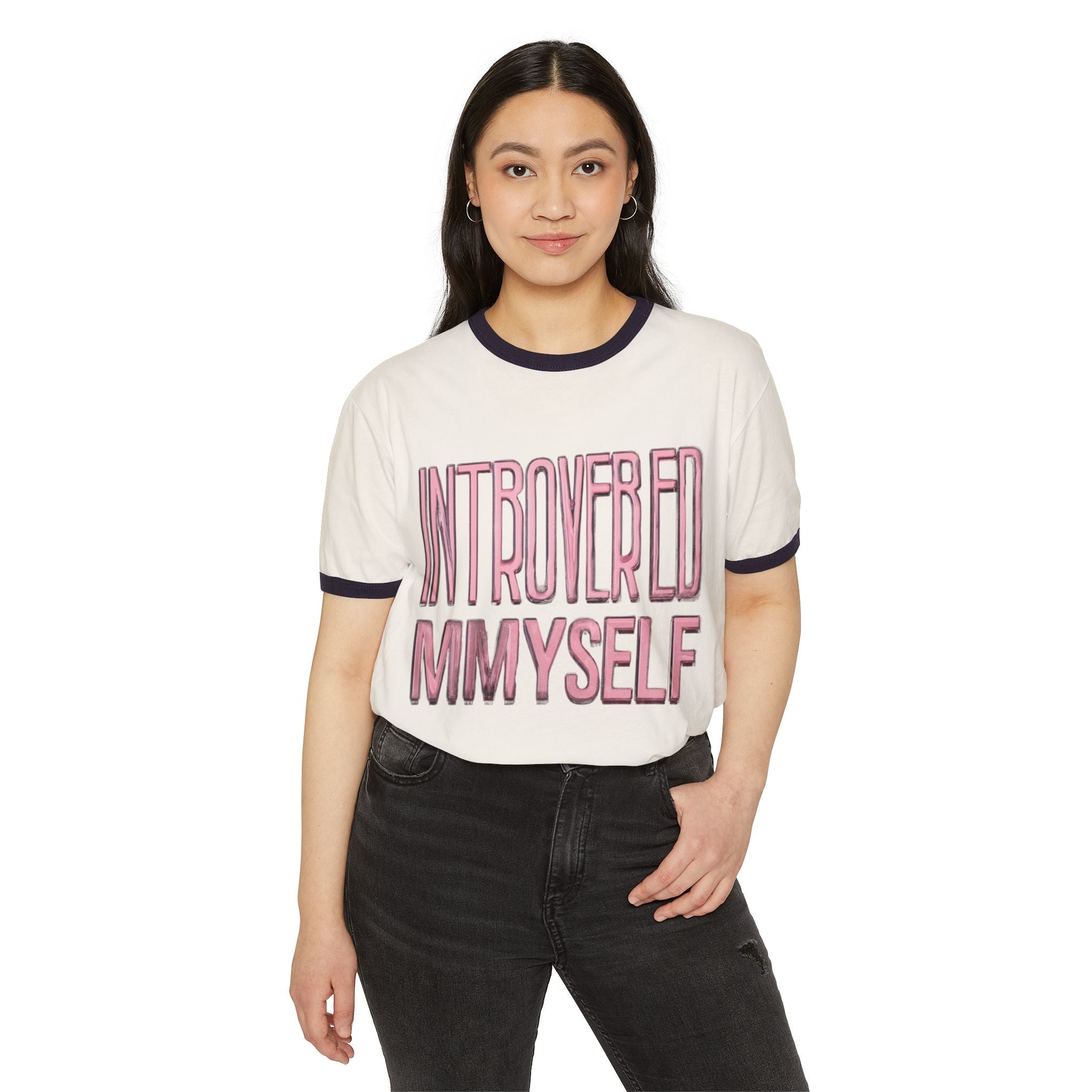 Introverted Myself Ringer T-Shirt – Retro Introvert Tee
