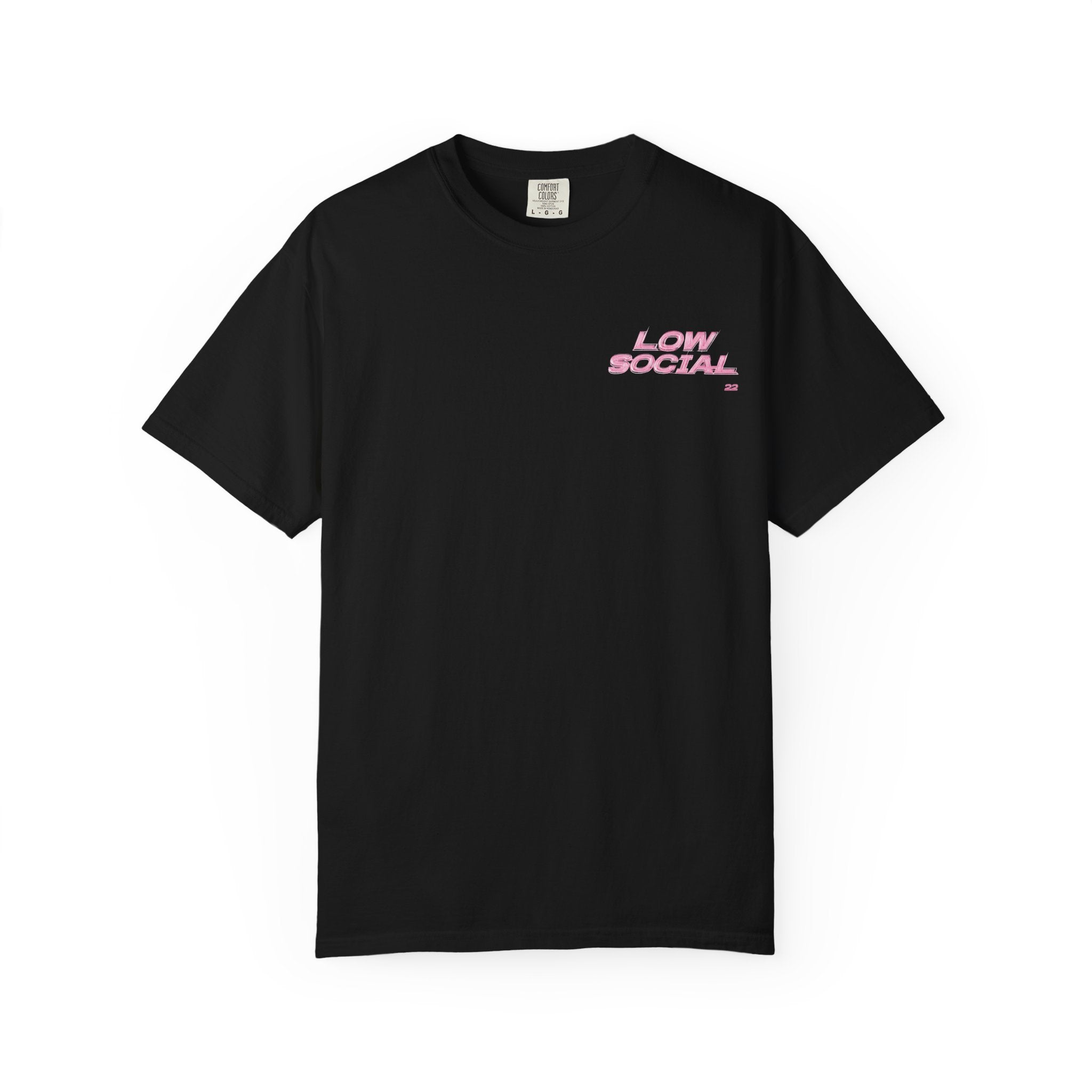 Low Social Graphic T-Shirt — Pink Collage Streetwear Tee