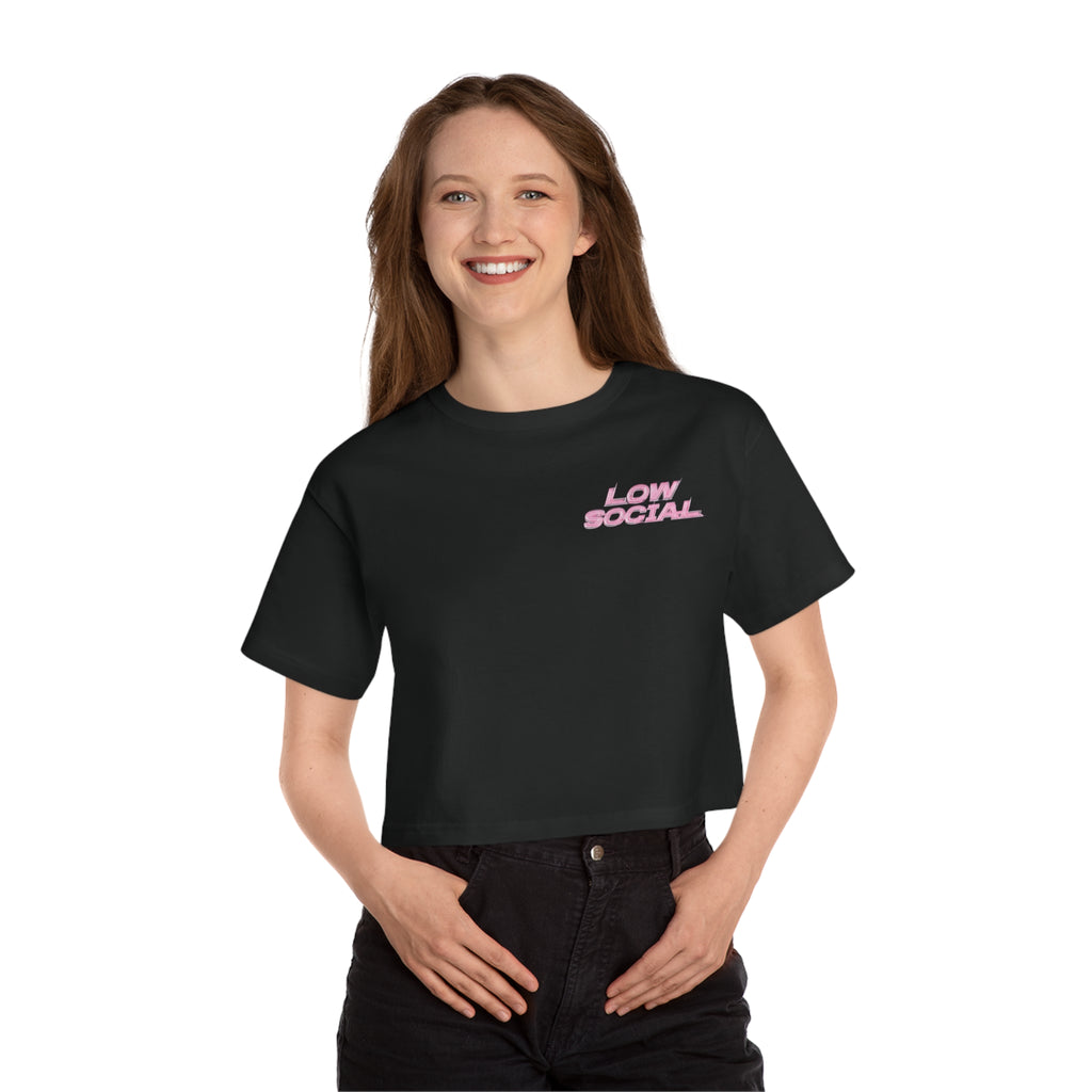 Low Social Cropped Tee — Women's Vintage Collage Graphic T-Shirt