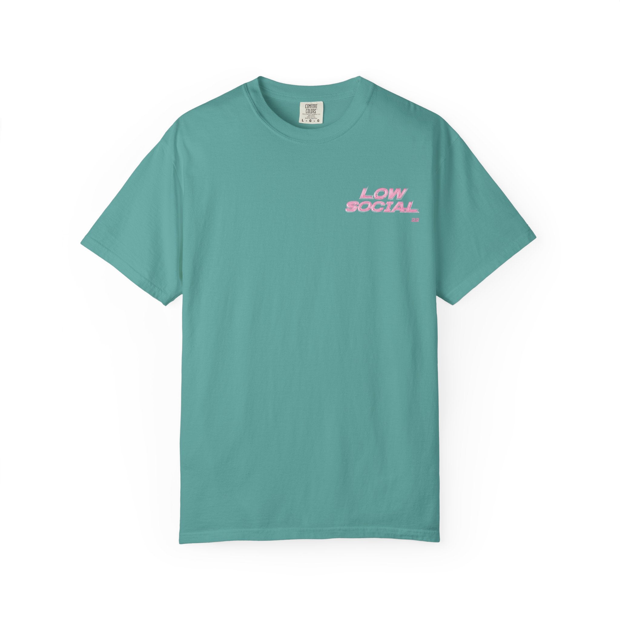 Low Social Graphic T-Shirt — Pink Collage Streetwear Tee