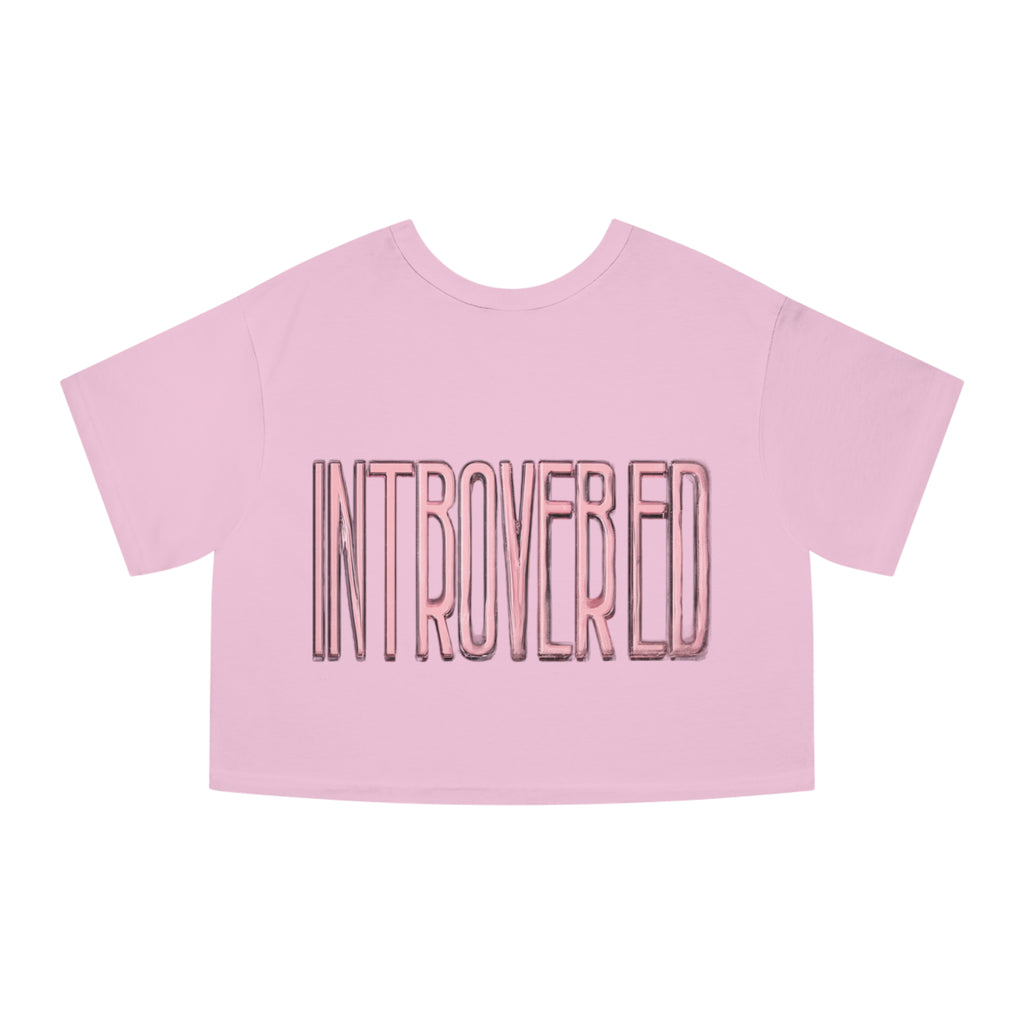 Introverted Cropped Tee — "Low Social" Pink Graphic