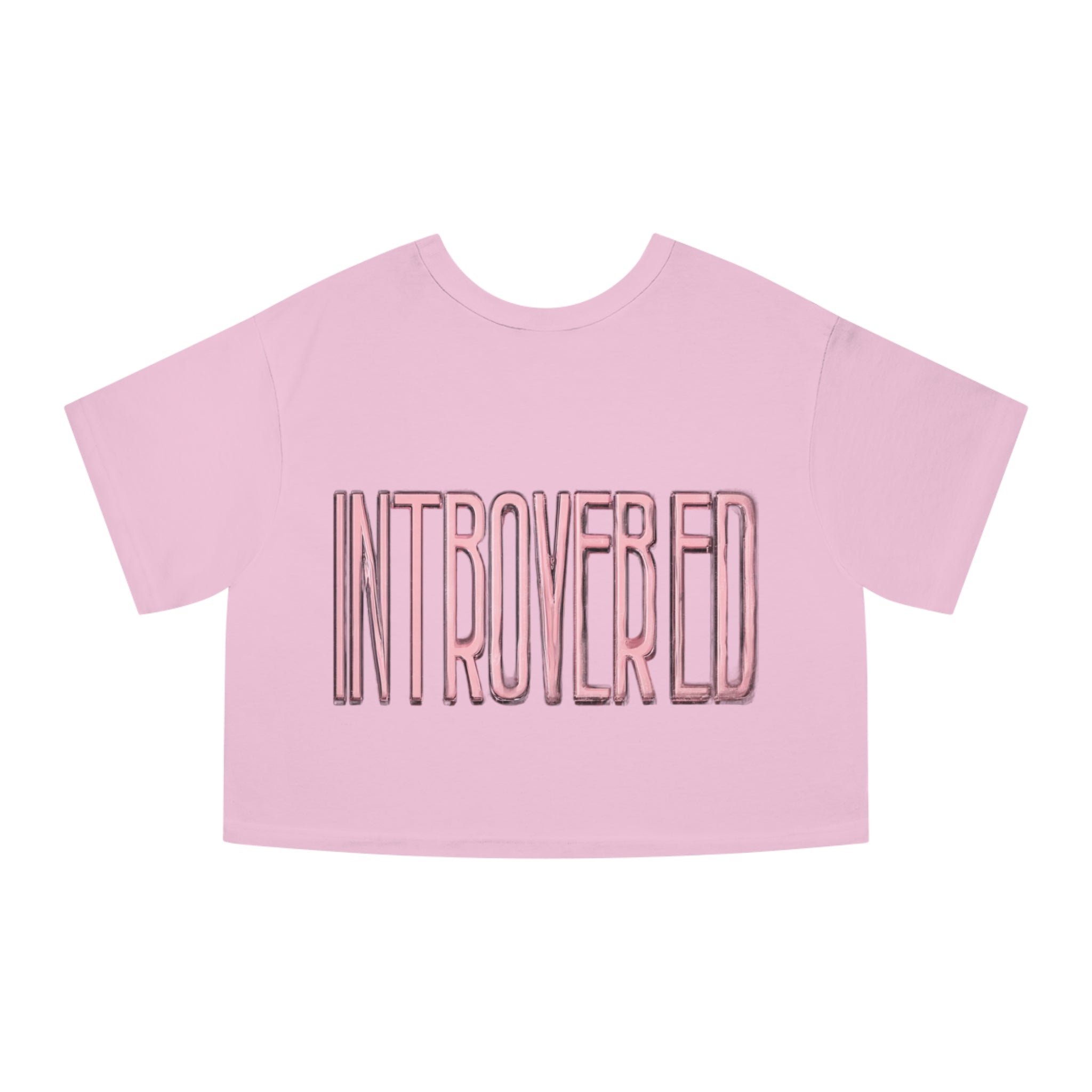 Introverted Cropped Tee — "Low Social" Pink Graphic