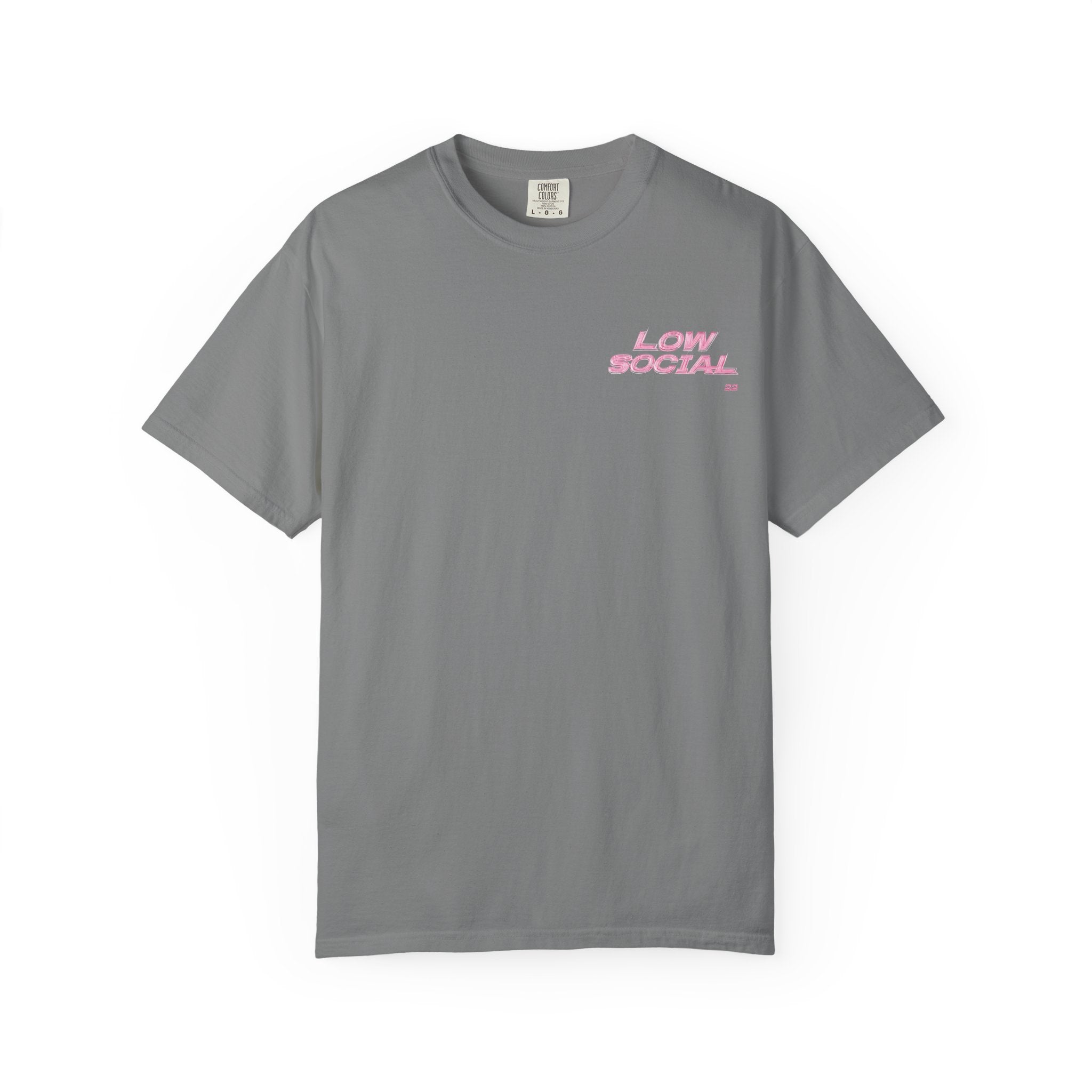 Low Social Graphic T-Shirt — Pink Collage Streetwear Tee