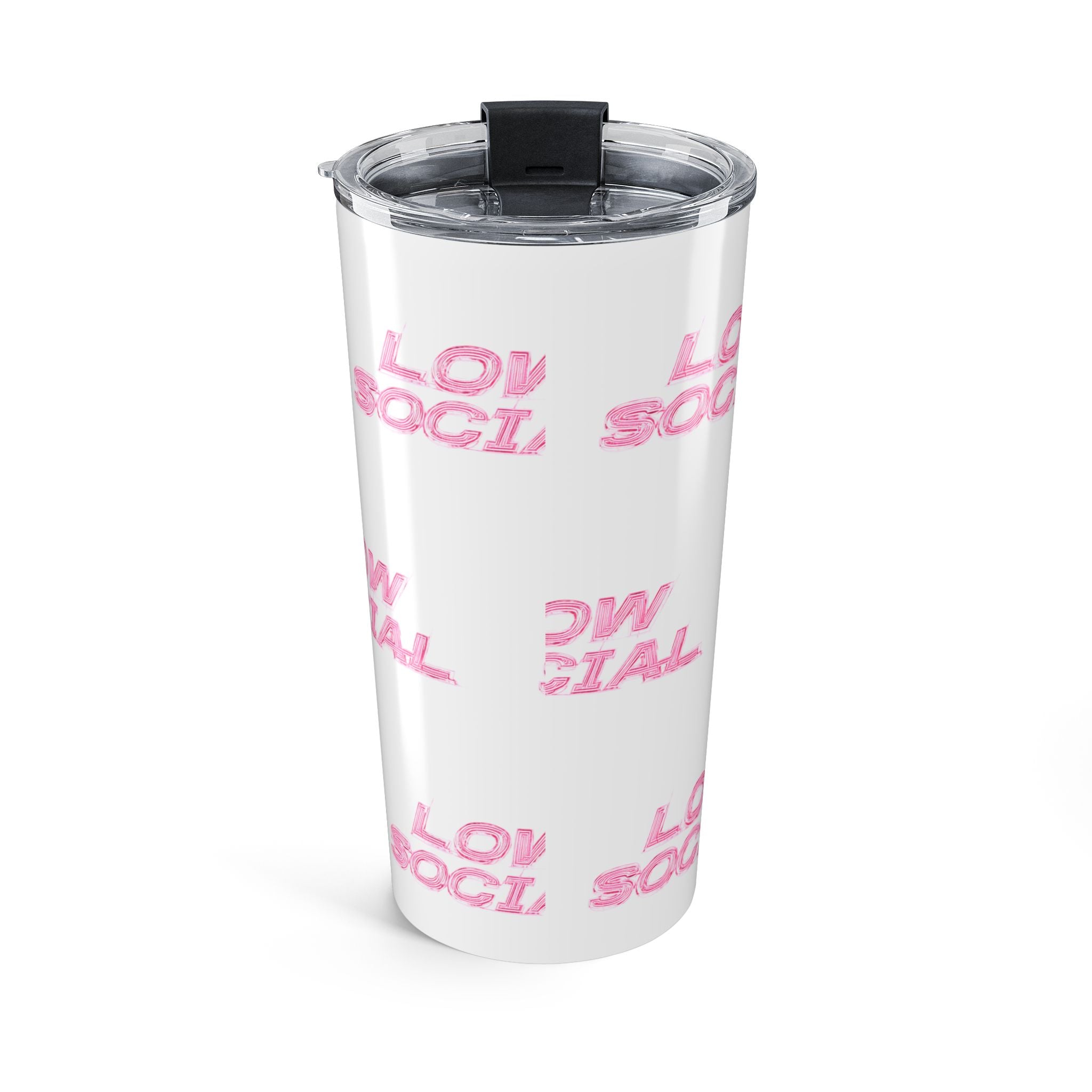 Low Social 20oz Tumbler — Pink Retro Text Insulated Cup
