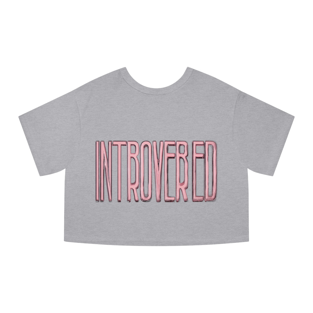 Introverted Cropped Tee — "Low Social" Pink Graphic