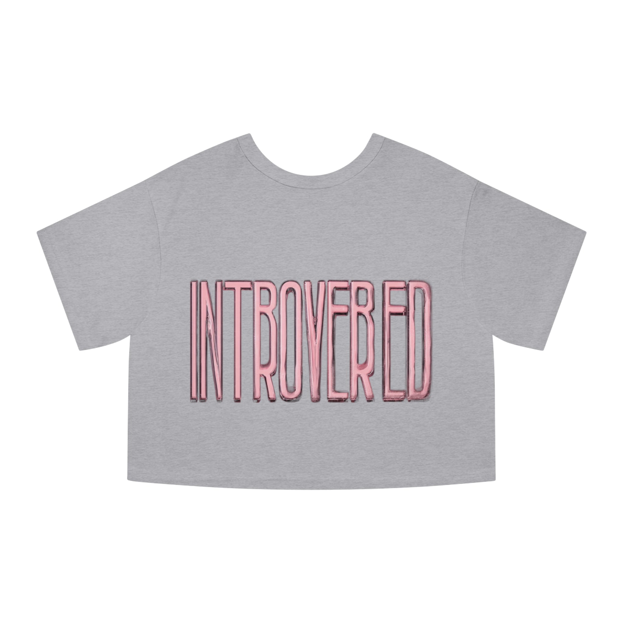 Introverted Cropped Tee — "Low Social" Pink Graphic