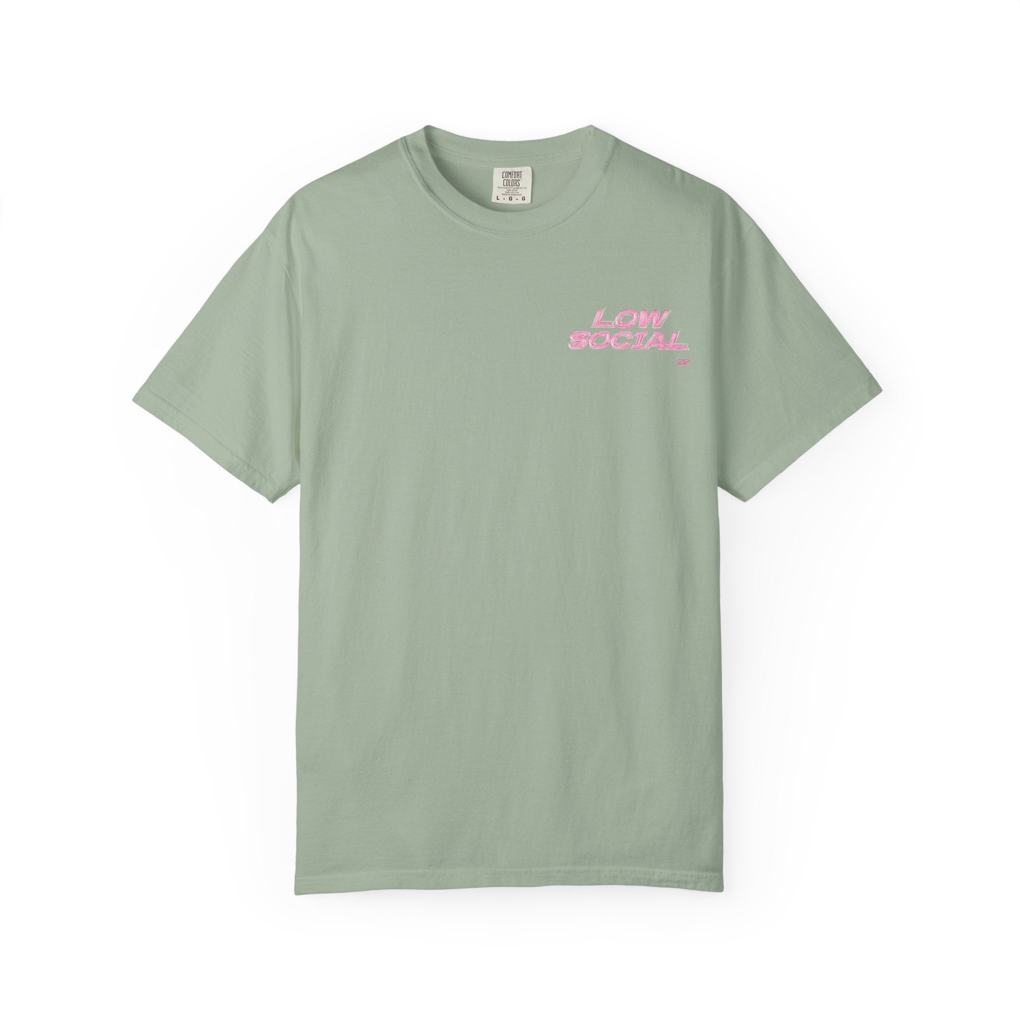 Low Social Graphic T-Shirt — Pink Collage Streetwear Tee