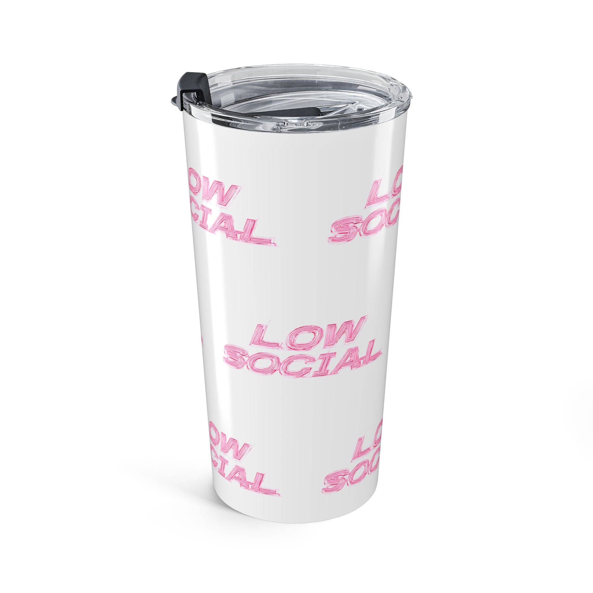 Low Social 20oz Tumbler — Pink Retro Text Insulated Cup