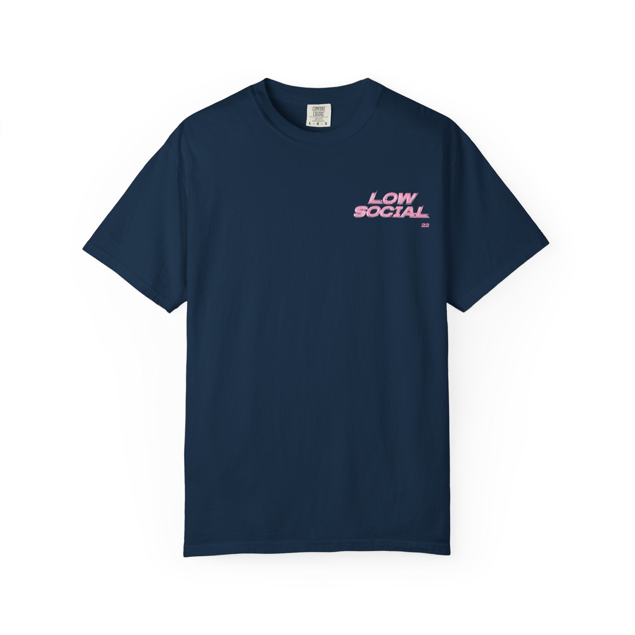 Low Social Graphic T-Shirt — Pink Collage Streetwear Tee