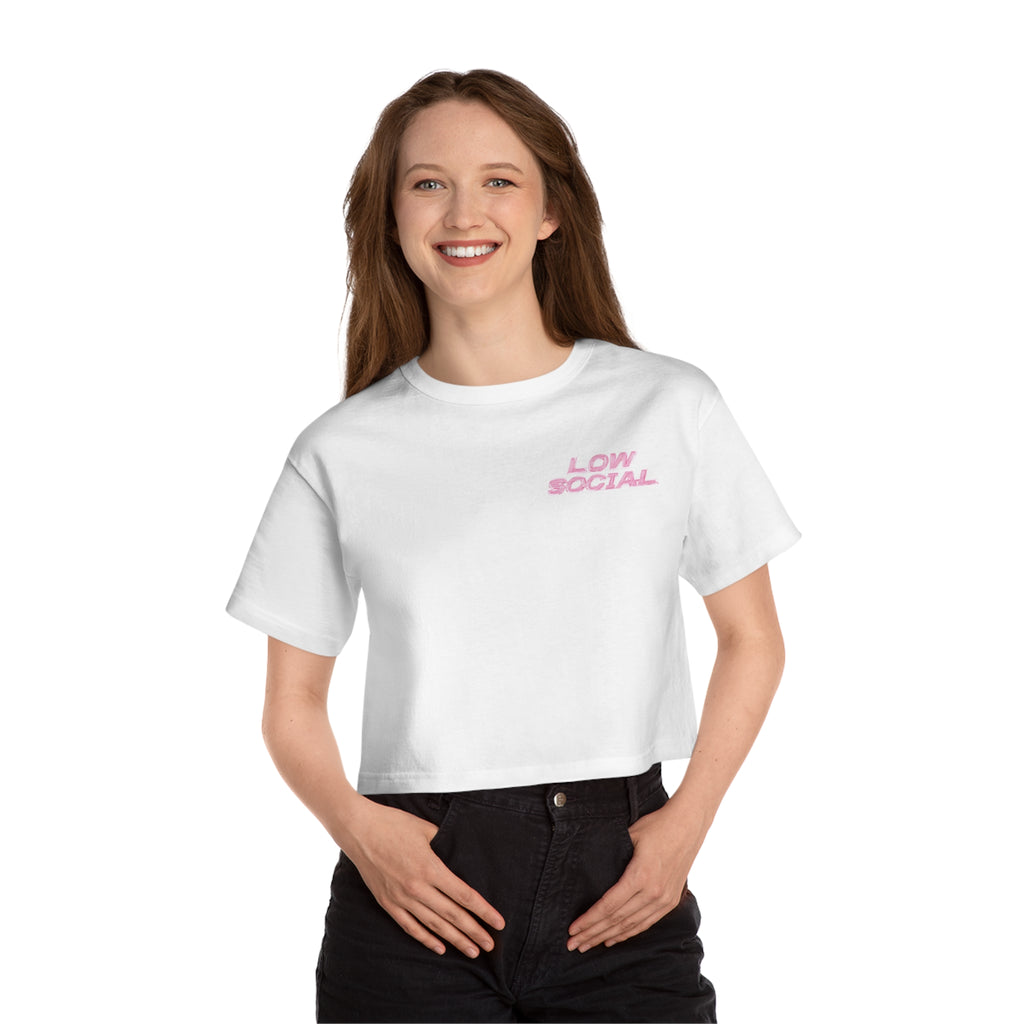 Low Social Cropped Tee — Women's Vintage Collage Graphic T-Shirt