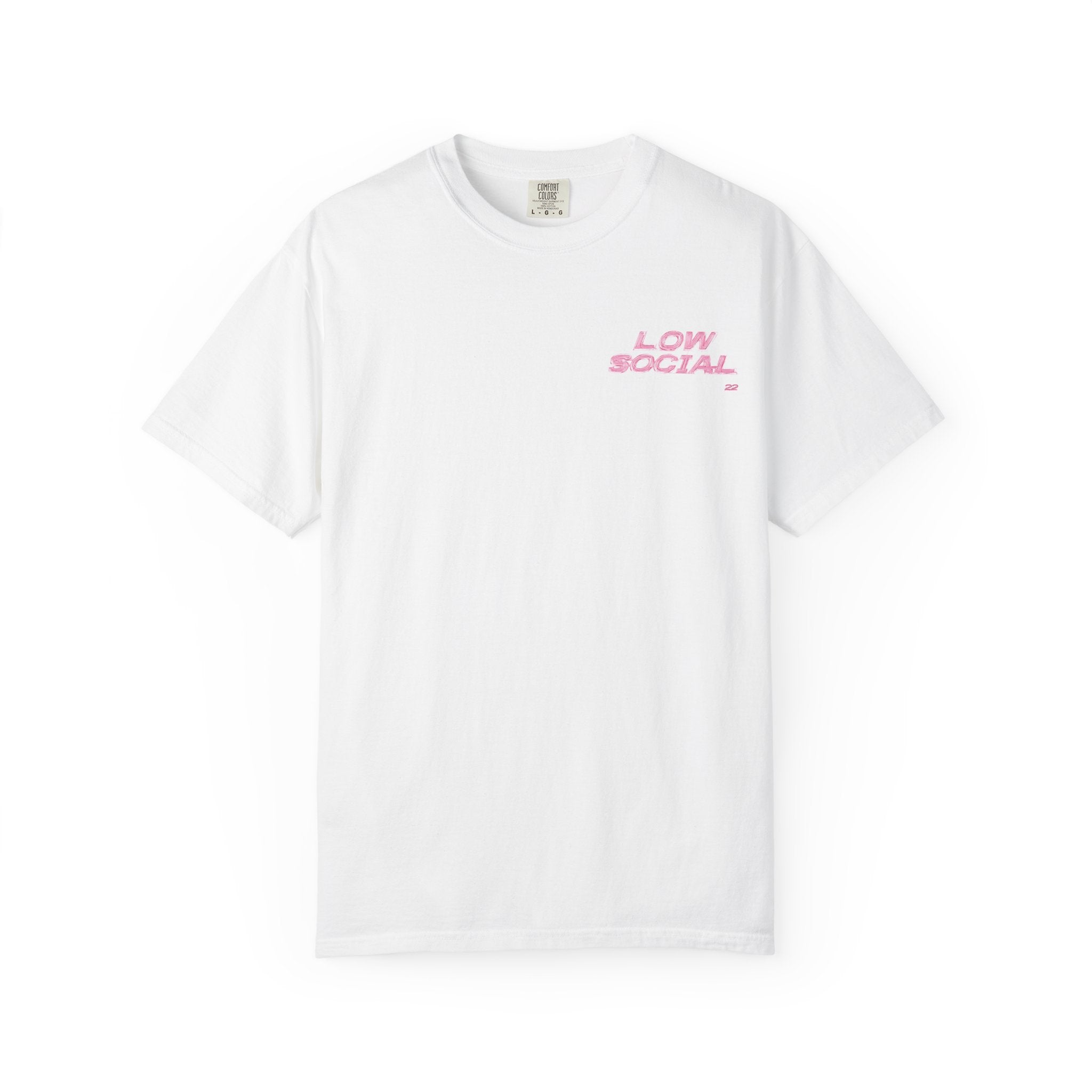 Low Social Graphic T-Shirt — Pink Collage Streetwear Tee