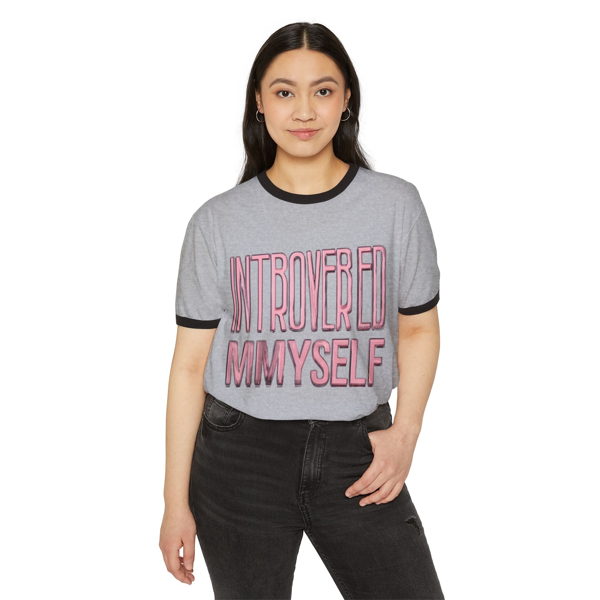 Introverted Myself Ringer T-Shirt – Retro Introvert Tee