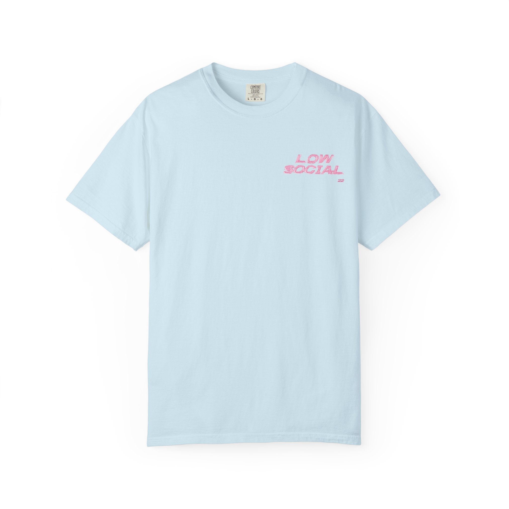 Low Social Graphic T-Shirt — Pink Collage Streetwear Tee