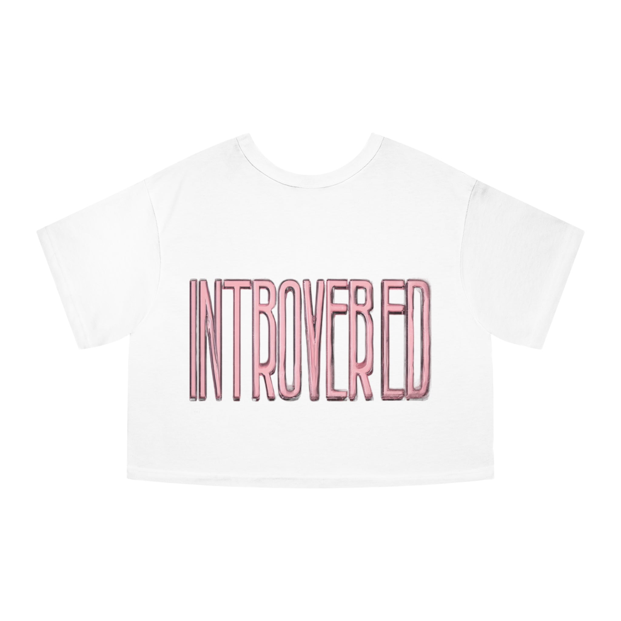 Introverted Cropped Tee — "Low Social" Pink Graphic